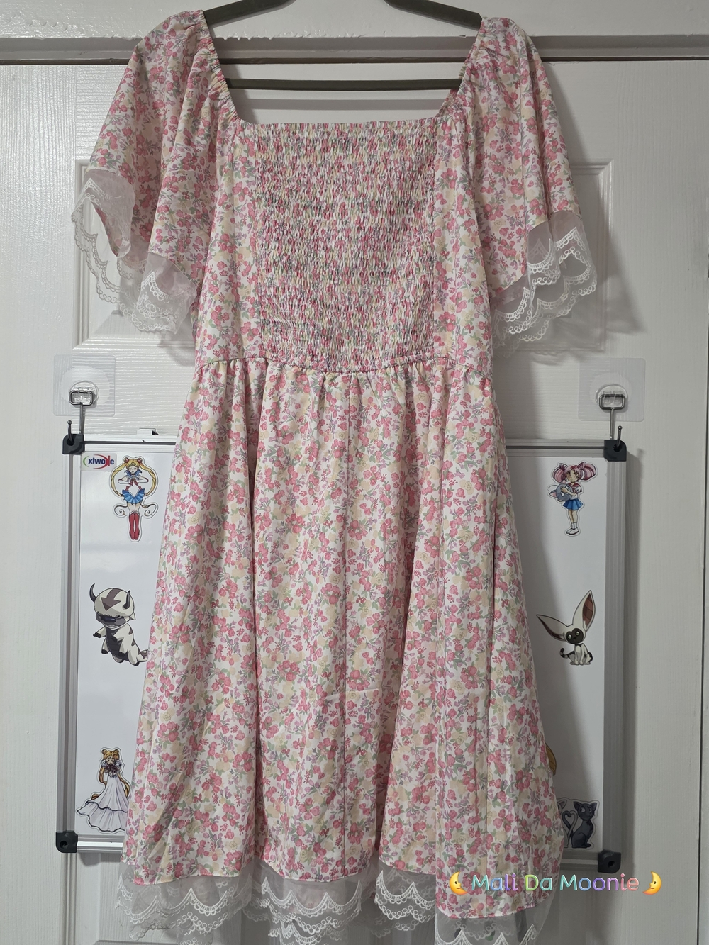 Sweetheart Pink Floral Mini Dress with Ruched Bodice - Picture 5 of 5